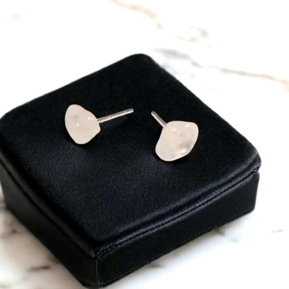 Hand crafted quartz crystal, small stud earrings with sterling silver posts.